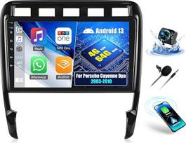 OiLiehu 4+64G Android 13 Dvigubas DIN radijo imtuvas Carplay Android automobilis Porsche Cayenne 9pa 2003-2010 m. Automobilinis radijo imtuvas su 9 colių ekranu su veidrodžio jungtimi Bluetooth FM RDS GPS WiFi SWC EQ + atbulinės eigos kamera