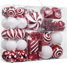 Valery Madelyn Kalėdų papuošalų rinkinys, 108ct Candy Cane Red and White Shatterproof Christmas Tree Ornaments Ball Ornaments Bulk Decorative Hanging Ornaments for Christmas Trees, Holiday,