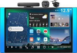 [12,5 colių QLED] ATOTOZONE AI "Android" automobilinis radijas su 1 DIN ir dvigubu DIN, 8G + 128G, "Flexview" ekranas, 7.1.2 CH garso įrašas, 4G LTE, belaidis "CarPlay" ir "Android Car", 36B-EQ, dviejų juostų "WiFi", su 2 prietaisų kameromis