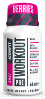 ICONFIT  Pre Workout uogų skonio, prieš treniruotę buteliukas, 60 ml