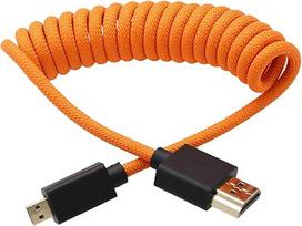 "HangTon Micro HDMI" ir HDMI 4K 8K neapdorotas kabelis, skirtas "ATOMOS Ninja V Ultra", "Sony ZV-E10II A7C2 A7RIV A6700", "Canon R50 R6 R5C R10", "Lumix S5 S9 G100", "Fujifilm X-T50", A D tipo, oranžinės spalvos, pintas, 30 cm