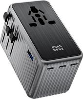 "Minthouz" kelioninis adapteris visame pasaulyje, GaN III PD 140 W universalus kelioninis kištukas su 3 USB C ir 1 USB A, tarptautinis kištukinis lizdas, maitinimo adapteris, universalus adapteris Jungtinei Karalystei, JAV, Japonijai, Tailandui