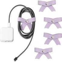 "SenseAGE" dideli kabelių raiščiai, skirti nešiojamojo kompiuterio įkrovimo kabeliui / kompiuterio / USB kabeliui | Biuras, namai, mokykla, virtuvė, stalo kabelių valdymas | Kabelių organizatorius su mygtuku | 5 violetinės spalvos rinkinys