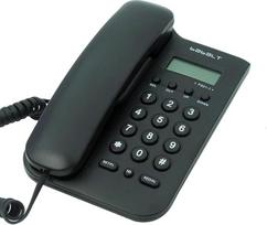 "TelPal FSK/DTMF" paprastas skambintojo atpažinimo telefonas su LCD skambučio numerio ekranu, mažas stalinis / sieninis, analoginis telefonas namų biurui (juodas)