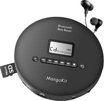 Asmeninis CD grotuvas | Nešiojamasis muzikos grotuvas su integruotomis ausinėmis | 7 valandų baterijos veikimo laikas Suderinamas FM siųstuvas USB AUX išėjimas | Bass Boost, Anti-Skip, Custom EQ | MangoKit CD-X
