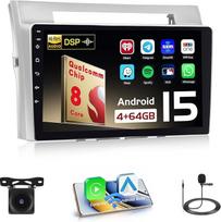 Hikity Qualcomm Snapdragon 8 Core 4+64G Android 15 Automobilinis radijas Toyota Corolla Verso AR10 2004-2009 Belaidis CarPlay Android automobilis IPS ekranas 9 colių BT5.1/šilumos išsklaidymas/GPS WiFi FM RDS SWC DSP