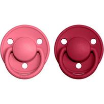 BIBS De Lux Natural Rubber Size 2: 6+ months čiulptukas Coral / Ruby 2 vnt.