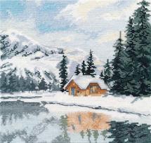 Lake Louise peizažo siuvinėjimo kryželiu rinkinys, Zweigart 16 ct, 20x20 cm