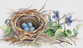 Žavingas siuvinėjimo rinkinys kryželiu „Miško pakraštyje“, 12×20 cm
