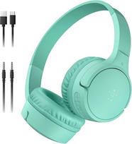 "Belkin SoundForm Mini" belaidės vaikiškos ausinės su integruotu mikrofonu ir linksmais lipdukais, 30 valandų atkūrimo - ausinės per ausis mokymuisi, šventėms, "iPhone", "iPad", "Galaxy" - mėtų spalvos