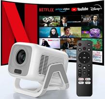 "Bettdow" 4K mini projektorius [oficialus "Netflix"], Full HD 1080P besisukantis projektorius, automatinis fokusavimas / akies kaulo korekcija, 10000 liumenų vaizdo projektorius su "Android 13", "Bluetooth 5.2", namų kino projektorius
