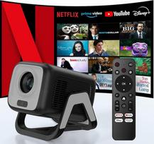 "Bettdow" 4K mini projektorius [oficialus "Netflix"], Full HD 1080P besisukantis projektorius, automatinis fokusavimas / akies kaulo korekcija, 10000 liumenų vaizdo projektorius su "Android 13", "Bluetooth 5.2", namų kino projektorius