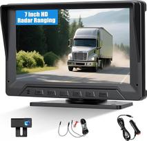 "CAMECHO" radaro atbulinės eigos kameros rinkinys su 7 colių monitoriumi 12 V, IP68 vandeniui atsparus naktinio matymo plataus kampo automobilinės kameros kabelis Stabilus signalas su atbulinės eigos linija Aklosios zonos įspėjimas visiems modeliams