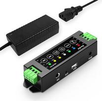 "Herdio" 4 kanalų stiprintuvas "Bluetooth 5.0 Amp" imtuvas 200W išėjimo galia su 24V5A AC-DC maitinimo šaltiniu, tvirtinamas prie sienos, USB/MIC/AUX/TWS, skirtas namams/garažui/stropui/pasyviajam garsiakalbiui (40W vienam kanalui)