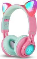 "Riwbox CT-7" "Bluetooth Cat Ears" LED šviesos belaidės sulankstomos ausinės su mikrofonu ir garsumo valdymu, skirtos iPhone/iPad/Smartphone/Laptop/PC/TV