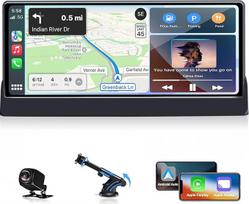 10,26 colių "Carplay" ekranas belaidžiam "Apple Carplay" "Android" automobiliui su unikaliu stovu, automobilio atkūrimo ekranas su atbulinės eigos kamera, "Mirror Link", "Bluetooth 5.0", valdymu balsu, GPS, navigacija, FM AUX