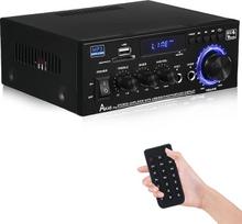 AK45 HiFi stiprintuvas Mini stereofoninis "Bluetooth" radijo garso stiprintuvo imtuvas, 12V/240V 2.0 kanalų 40W X 2 skaitmeninis galios stiprintuvas su FM radiju, nuotolinio valdymo pultu, SD/USB įvestimi, MIC, BT, garso stiprintuvu