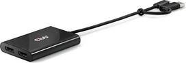 Club 3D CSV-1478 USB Type-C (with USB Type-A Adapter) to Dual DisplayPort™ (4K60Hz) Video Splitter