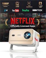 Išmanusis projektorius N6 Pro: "Netflix" funkcija ir automatinis fokusavimas su 4K palaikymu ir 1080P Full HD, "WiFi 6", automatinis geometrijos korekcija. Kompaktiškas projektorius namų kino teatrui, lauko kinui ir "Android" / "iPhone