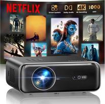 Išmanusis projektorius su "Netflix", "Dolby Audio", "WiMiUS" 1000 ANSI automatinio fokusavimo / 6D keystono korekcijos LED projektorius, 4K namų kino palaikymas, "WiFi6 Bluetooth", "Full HD 1080P" lauko dienos šviesos projektorius, skirtas