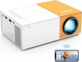 Mini Projector, PVO WiFi Projector, Portable Film Projector, Phone Screen Can Be Mirrored Wirelessly or via Data Cable to the Projector, Compatible with Smartphone/Tablet/Laptop/TV Stick