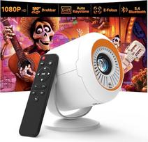Mini projektorius su "Bluetooth" ir "WiFi", automatinis keistoko elektrinis fokusavimas, Full HD 1080P 20000 liumenų, mini projektorius su 4K palaikymu, nešiojamasis projektorius su nedideliu tūriu, skirtas namų kinui, miegamajam, sodui (baltas)