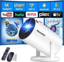 Projektorius 4K projektorius Full HD 1080P mini projektorius su "WiFi 6" ir "Bluetooth 5.2", "Android" nešiojamasis projektorius 270° pasukimo kampu su automatine trapecijos korekcija, skirtas kompiuteriui/HDMI/USB, su pele ir nuotolinio valdymo pultu