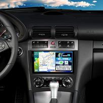 SIXWIN 4+128G Android 15 automobilinis radijas Mercedes Benz C klasės W203 W209 C180 C200 2005-2009 su Carplay/Android Car/Mirrorlink, 9 colių HD jutiklinis ekranas su GPS WiFi Bluetooth FM/RDS EQ + galinis vaizdas