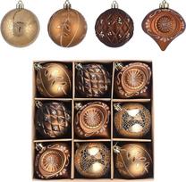 Valery Madelyn Kalėdiniai rutuliniai ornamentai rudens dekoracijoms 9ct 3,1" bronzos vario rudo aukso atsparus dužimui Kalėdų eglutės ornamentų rinkinys Prabangūs kabantys ornamentai Padėkos dienai