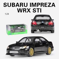 1/24 Scale Welly Subaru Impreza Wrx Sti Lengvojo lydinio automobilio modelis Metalinės žaislinės transporto priemonės Automobilių modeliai Aukštos modeliavimo kolekcijos Dovanos vaikams 1/24-19x7.5x6.1cm juoda