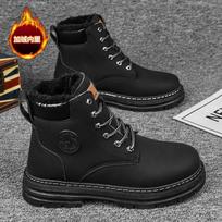 Winter new velvet thickened Martin boots men's high-top tooling shoes men's versatile thermal cotton shoes short boots 39