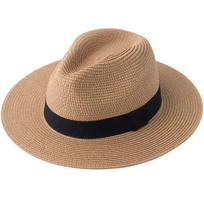 Aukščiausios kokybės vyriška vasarinė Panama šiaudinė skrybėlė nuo saulės, Hepburn stiliaus One Size (54-57cm) šviesiai ruda spalva