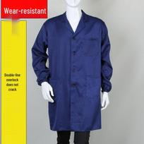 Thickened Blue Wear-Resistant Long Sleeve Lab Coat with Custom Print Logo for Labor Protection in Food Handling One Size: Height 160-178cm, Weight 55-80kg