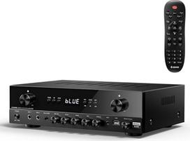 "Donner" stereofoninis stiprintuvas, 600 W maksimalios galios, 2 kanalų imtuvas su "Bluetooth 5.3", "Phono", optiniu, koaksialiniu, USB, FM, 2 mikrofono įėjimais, "Aux", RCA įėjimu, skirtas namų, karaokės ir teatro garsiakalbiams, MAMP2