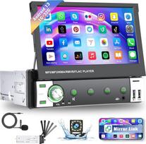 1G + 32G "Android 13" automobilinis radijas 1 Din, 7 colių atverčiamas jutiklinis ekranas "Bluetooth" automobilinis radijas su "Mirror Link" WiFi Sat Nav GPS SWC FM RDS USB + atbulinės eigos kamera + mikrofonas