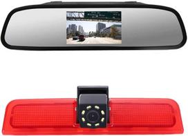 4,3 colių galinio vaizdo veidrodžio monitorius + 8 šviesos diodai "Night Visions Super HD Colour Brake Light Reversing Camera", skirtas "VW Caddy Life 2K Facelift III Box 2KA Estate Cross Maxi Tdi Third 3 2003-2014 m.