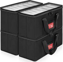 AKOZLIN 4 x juoda CD laikymo dėžutė su skaidriu PVC dangčiu ir Oksfordo audiniu - tinka standartinėms 5,6 x 4,9 colių CD dėžutėms ir 30-31 CD kiekvienai