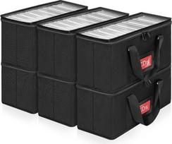 AKOZLIN 6 x juoda CD laikymo dėžutė su skaidriu PVC dangčiu ir Oksfordo audiniu, skirta standartinėms 5,6 x 4,9 colių CD dėžutėms ir 30-31 CD, kiekviena