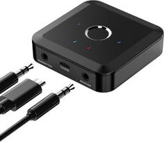 DollaTek "Bluetooth 5.2" siųstuvo imtuvas Mažo vėlavimo HD "Bluetooth" garso adapteris 3,5 mm AUX išvesties belaidis garso adapteris, skirtas automobilio garsiakalbiams, ausinėms, televizoriui, lėktuvui