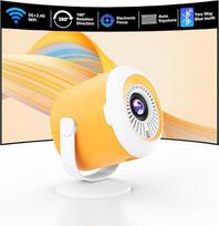Mini projektorius Nešiojamas mini projektorius su "WiFi" ir "Bluetooth" Besisukantis kino projektorius su elektroniniu fokusavimu LED "Pico" projektoriai namų kinui, suderinami su išmaniuoju telefonu, TV atmintinėmis, nešiojamuoju kompiuteriu, HDMI, USB