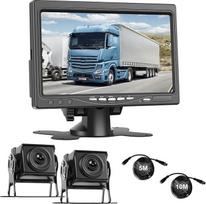 NHOPEEW Galinio vaizdo kameros rinkinys su 7 colių monitoriumi - dvigubos 1080P atsarginės kameros palaikymas IP69 atsparumas vandeniui / itin geras naktinis matymas / platus kampas - monitoriaus rinkinys sunkvežimiams / autobusams / priekaboms / nameliam