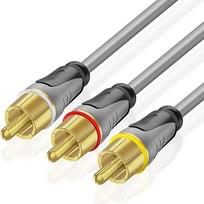 TNP RCA AV kabelis, 3 RCA kabeliai, 3 m, vaizdo ir garso RCA kabelis, sudėtinis 3 x RCA į 3 x RCA vyriškąjį kabelį, skirtas stereofoniniam stiprintuvui, namų kinui, televizoriui, DVD/Blu-Ray grotuvui, Hi-Fi sistemoms