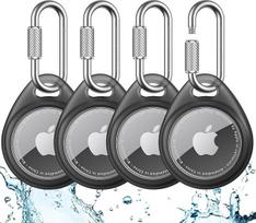 UNBREAKcable AirTag pakabukas 4 vnt. - su karabinu, vandeniui atsparus TPU apsauginis dėklas "Apple AirTag", atsparus smūgiams ir įbrėžimams, tinka raktams, naminiams gyvūnams, bagažui - permatomai juodas