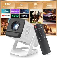 ZDSSY projektorius 4K, mini projektorius "WiFi 6" ir "Bluetooth 5.4", nešiojamasis išmanusis vaizdo projektorius, automatinis koregavimas ir rankinis fokusavimas, suderinamas su kompiuteriu/televizoriaus laikikliu/USB/PS5 (baltas)
