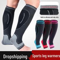 HT020 Breathable Compression Calf Sleeves: Extra Long Support for Basketball, Football, and Hiking Black-Blue XL white
