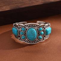 Nauja Retro Bohemiška Natūralaus Turkio Apyrankė-Manžetė Etninio Stiliaus Atostogų Atsitiktiniai Kelioniniai Aksesuarai Moterims Boho Išskirtiniai Aksesuarai Turquoise Bracelet