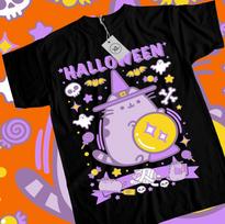 Pusheen Cat T-Shirt Kitty and Friends Halloween Cat love Girl Shirt All Size 4XL