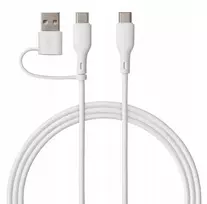 Qualo QRC-CC+A-00 Cable 2in1 USB-C – USB-C / USB-A adapter / 1.5m / white
