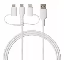 Qualo QRC-CA+M+L-00 Cable 3in1 USB-C - USB-A / microUSB + USB adapter / 1.5m / 60W / white