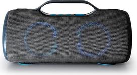 "Boompods Rhythm 60" nešiojamasis "Bluetooth" garsiakalbis - vandeniui atspari dėžutė su LED apšvietimu ir 60 W galia, 10 valandų veikianti baterija ir dvigubas poravimas, vakarėlių garsiakalbis kelionėms, vonios kambariui, pilkai/mėlynas